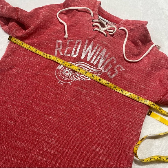NHL DETROIT RED WINGS HOODIE Womens Size S Lace Up Retro Lightweight Sweatshirt - Picture 9 of 10